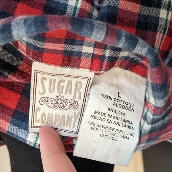 Vintage Sugar Company Sleeveless Red and Blue Plaid Blouse - Large - Picture 4 of 6